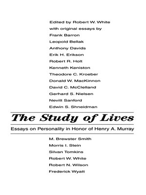 cover image of The Study of Lives